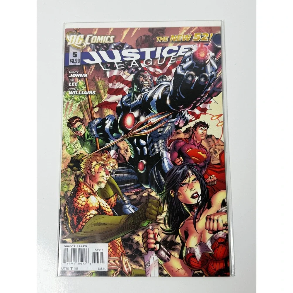 DC Comic Justice League 5 The New 52 Geoff Johns Jim Lee March 2012 Cyborg Cover